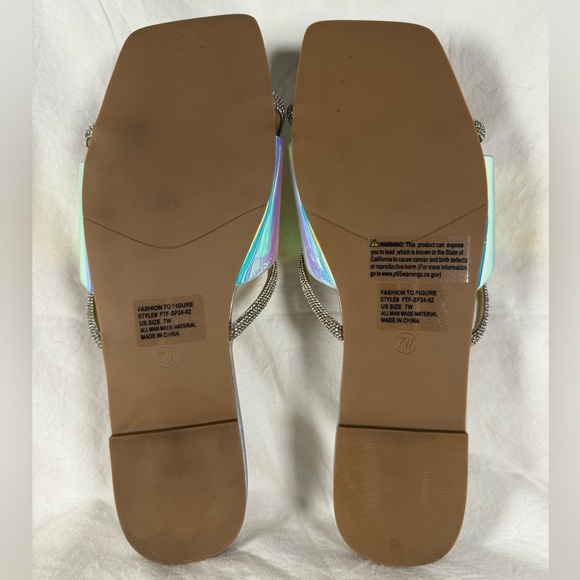 Fashion To Figure Sylvie Silver Holographic Iridescent Rhinestone Sandals 7 - Picture 15 of 16